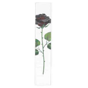 Black rose flower medium table runner