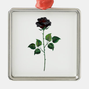 Black rose flower metal ornament