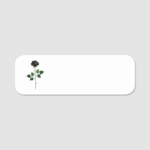 Black rose flower name tag