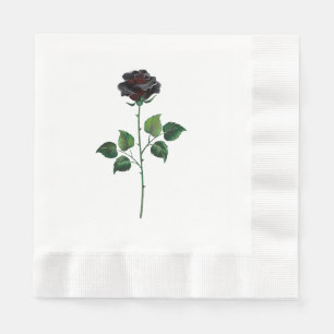 Black rose flower napkin