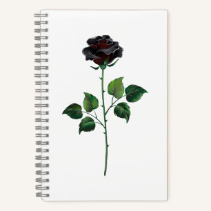 Black rose flower notebook