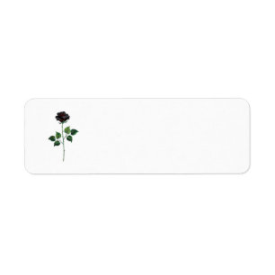 Black rose flower return address label