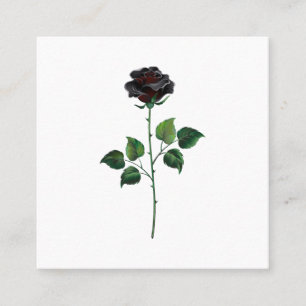 Black rose flower square business card