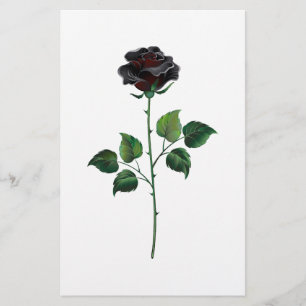 Black rose flower stationery