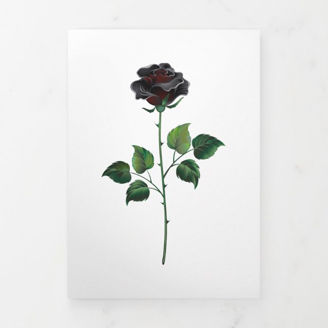 Black rose flower Tri-Fold card (Cover)