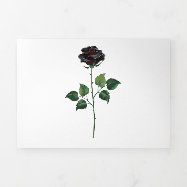Black rose flower Tri-Fold holiday card (Cover)