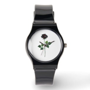 Black rose flower watch