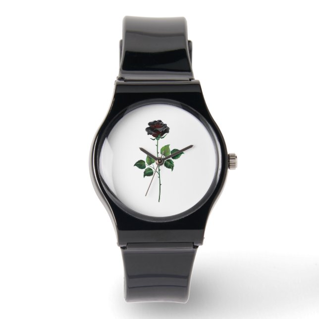Black rose flower watch (Front)