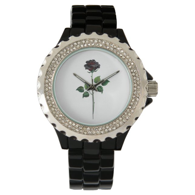 Black rose flower watch (Front)