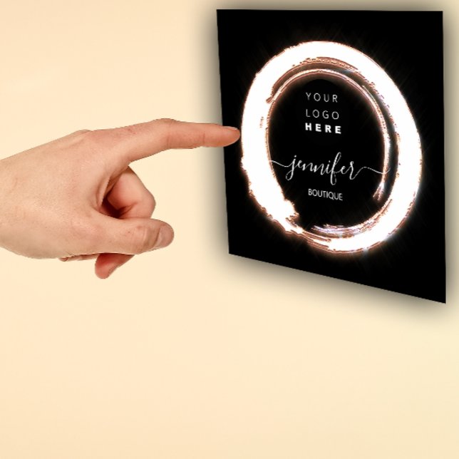 Black Rose Frame Custom QR LOGO SHOP Square Business Card (Black Rose Frame Custom QR LOGO SHOP Square Business Card)