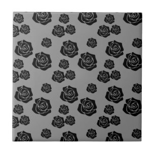 Black Rose Garden Flower Lover Gardening Ceramic Tile