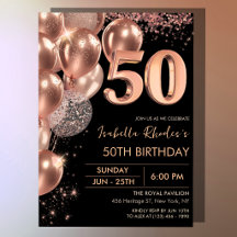 Black Rose Gold 50th Birthday Glam Balloons