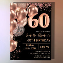 Black Rose Gold 60th Birthday Glam Balloons