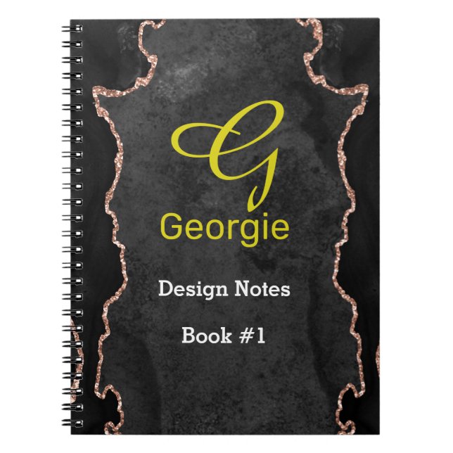 Black & Rose Gold Agate Notebook (Front)