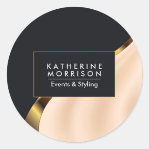 Black Rose Gold and Foil Classic Round Sticker