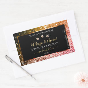 Black Rose Gold and Golden Glitter Product Labels 