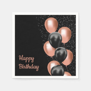 Black Rose Gold Balloon Chic  Napkin