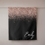 Black Rose Gold Blush Pink Glitter Monogram Tapestry<br><div class="desc">Girly Black and Rose Gold - Blush Pink Sparkle Glitter Script Monogram Name and Initial Tapestry. This makes the perfect sweet 16 birthday,  wedding,  bridal shower,  anniversary,  baby shower or bachelorette party gift for someone that loves glam luxury and chic styles.</div>