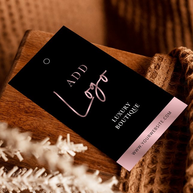 Black & Rose Gold Boutique Swing Tag Price Label (Create stylish labels for your garments using this swing tag design)