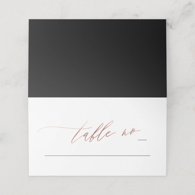 Black Rose Gold Calligraphy Modern Wedding Place Card (Outside Unfolded)