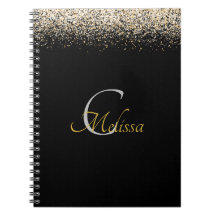 Black Rose Gold Faux Glitter Monogram Name