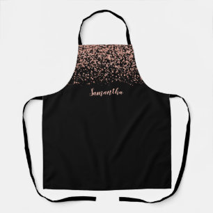 Black Rose Gold Faux Glitter Personalised Apron