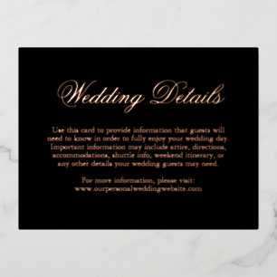 Black Rose Gold Foil Formal Wedding Enclosure Card