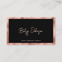 Black & Rose Gold Foil Salon Appointment Card