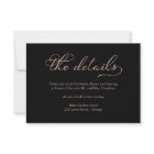 Black Rose Gold Foil Script Wedding Details Card