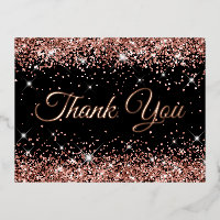 Black Rose Gold Glitter 40th Birthday Thank You