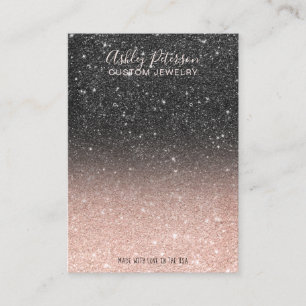 Black rose gold glitter jewellery earring display business card