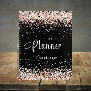Black rose gold glitter name appointment 2026 planner