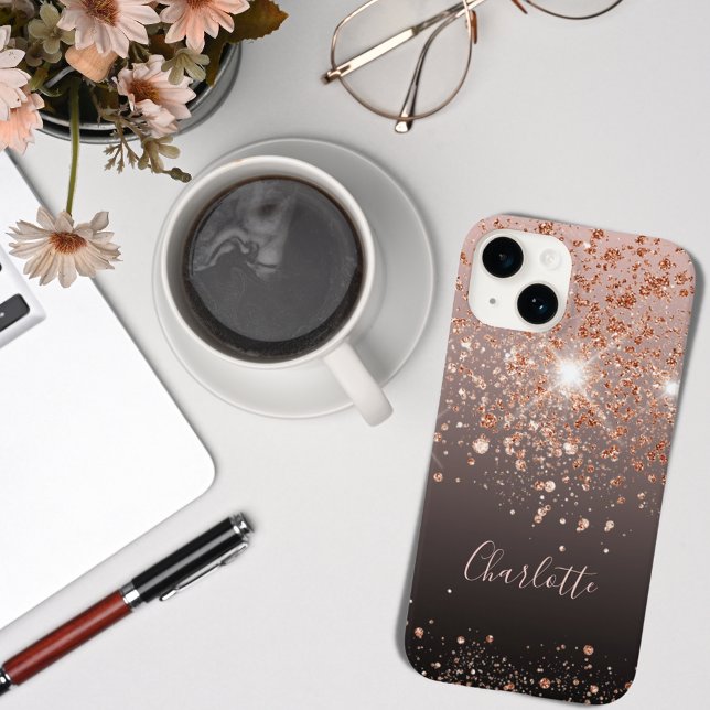 Black rose gold glitter name Case-Mate iPhone case (Creator Uploaded)
