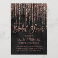 Black Rose Gold Glitter Pearl Marble Bridal Shower