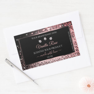Black Rose Gold Glitter Product Labels Diamonds