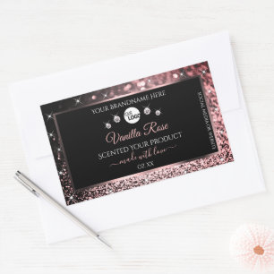 Black Rose Gold Glitter Product Labels Logo Jewels