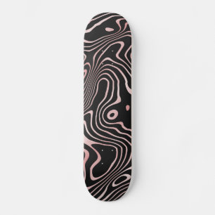 Black Rose Gold liquid swirl Abstract Design Skateboard