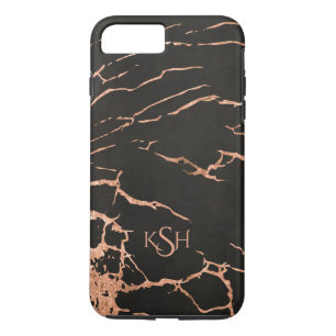 Black & Rose-Gold Marble Crackles iPhone 8 Plus/7 Plus Case