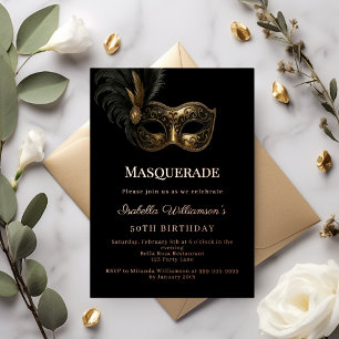 Black rose gold Masquerade birthday party