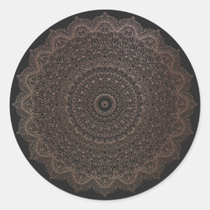 Black Rose Gold Metallic Rich Mandala Ornament Classic Round Sticker