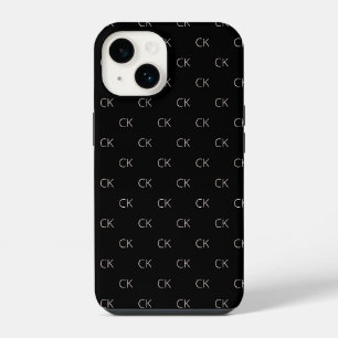 Black rose gold monogram initial modern minimalist iPhone 14 case
