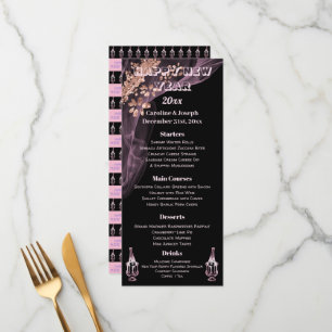 Black & Rose Gold New Year Menu & Champagne