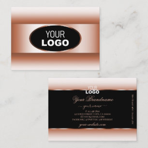 Black Rose Gold Oval Frame Logo Rosy Golden Ombre Business Card