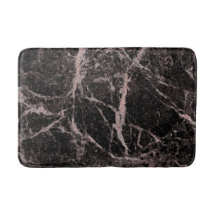 Black & Rose Gold Pink Glitter Marble Glam Trendy Bath Mat