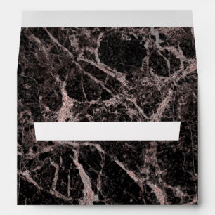 Black & Rose Gold Pink Glitter Marble Glam Trendy Envelope