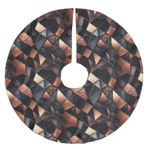 Black Rose Gold Tiles Brushed Polyester Tree Skirt