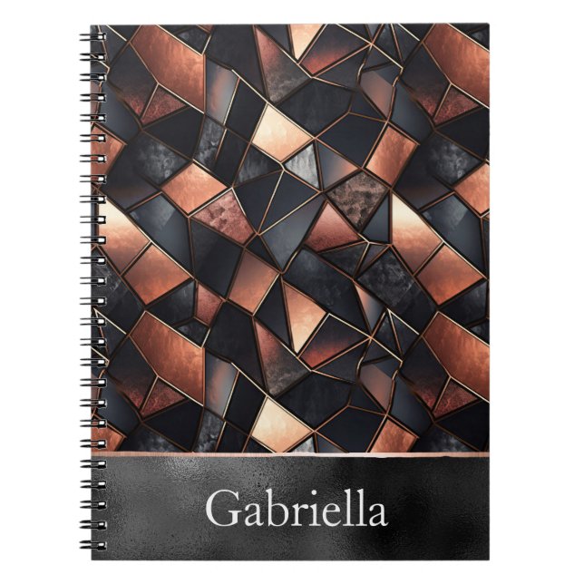 Black Rose Gold Tiles Notebook (Front)
