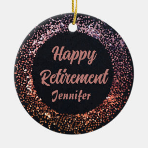 Black Rose Gold Wishing you a Relaxing Retirement  Ceramic Ornament