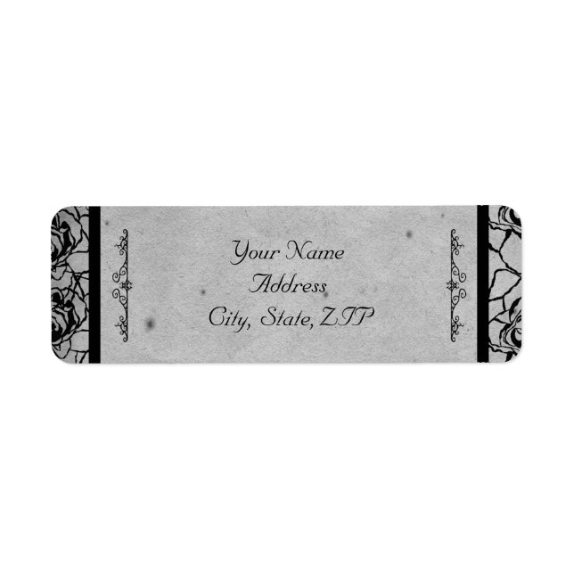 Black Rose Gothic Frame Return Address Label (Front)