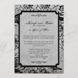 Black Rose Gothic Frame Wedding Anniversary Invitation